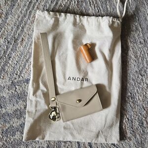 Andar Poppy Leather Wallet with Strap And Chapstick Holder